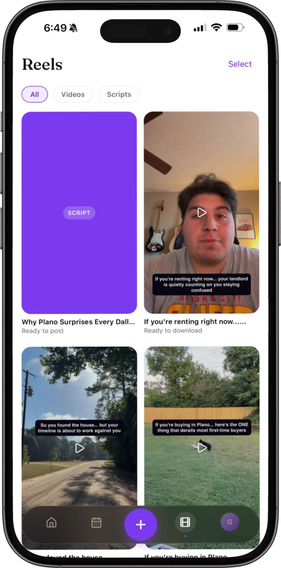 AgntFlow reels library with ready-to-post videos and scripts